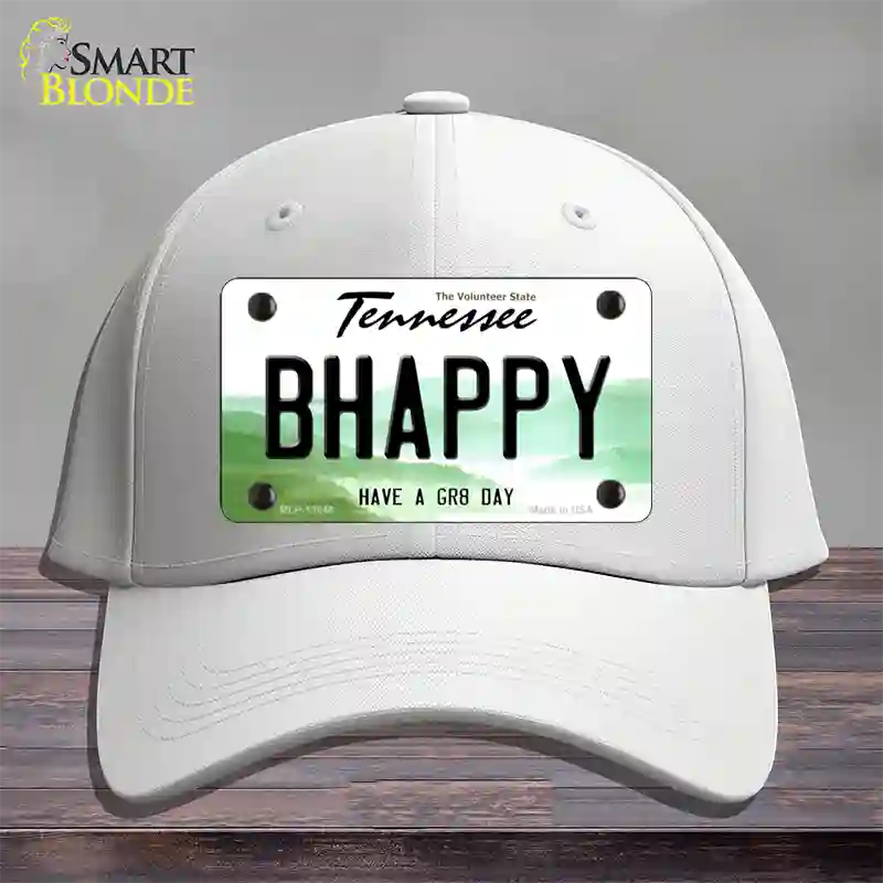 Be Happy Novelty License Plate Hat Tag Cotton / White