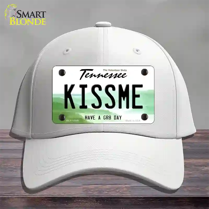 Kiss Me Novelty License Plate Hat Tag Cotton / White