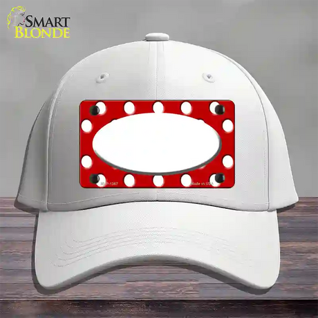 White Red Polka Dot Center Oval Novelty License Plate Hat Cotton / White