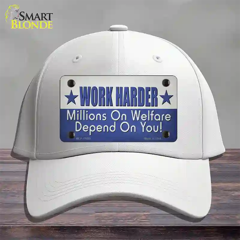 Welfare Depends On You Novelty License Plate Hat Tag Cotton / White