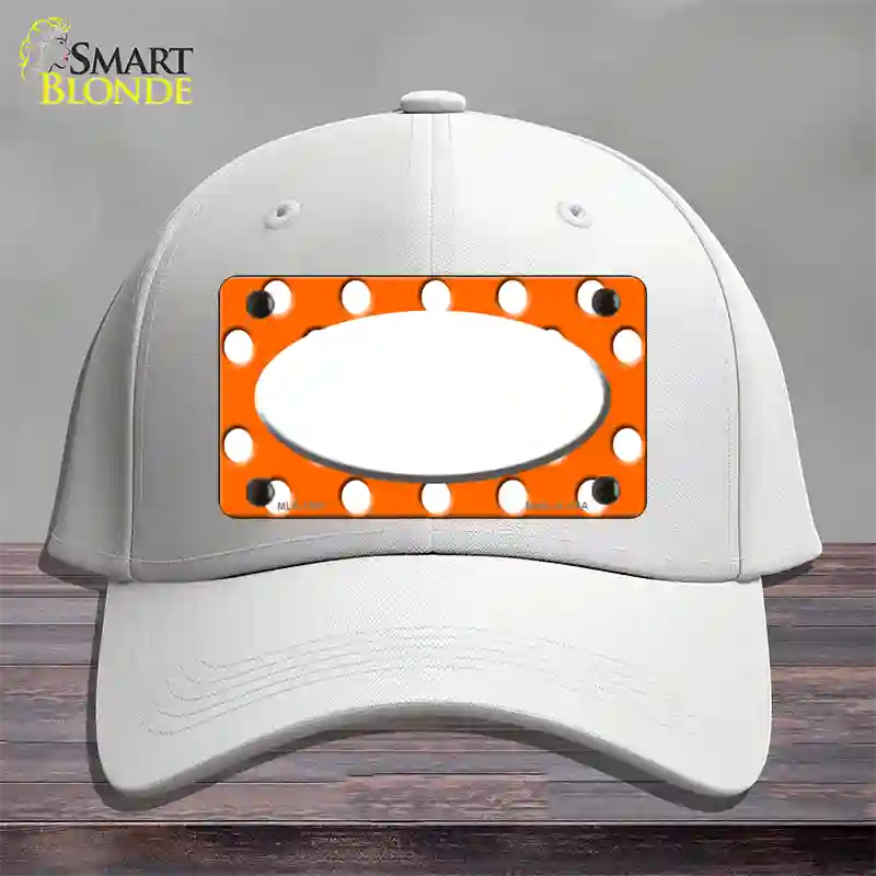 White Orange Polka Dots Center Oval Novelty License Plate Hat Cotton / White