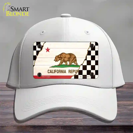 California Racing Flag Novelty License Plate Hat Tag Cotton / White