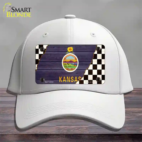 Kansas Racing Flag Novelty License Plate Hat Tag Cotton / White