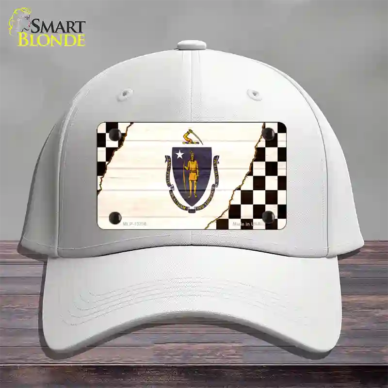 Massachusetts Racing Flag Novelty License Plate Hat Tag Cotton / White