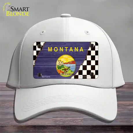 Montana Racing Flag Novelty License Plate Hat Tag Cotton / White