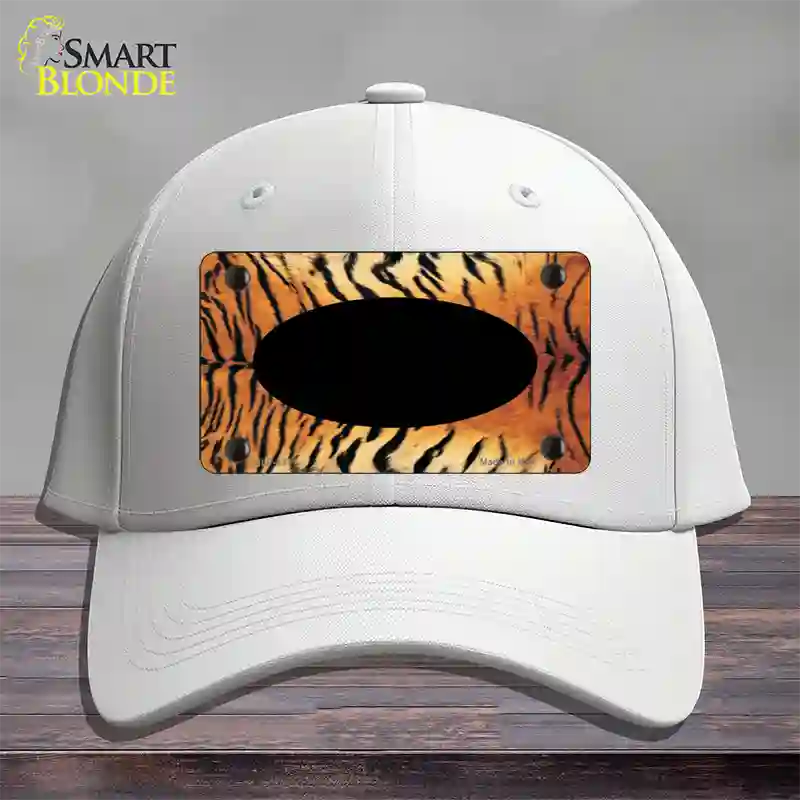 Tiger With Black Center Oval Novelty License Plate Hat Cotton / White