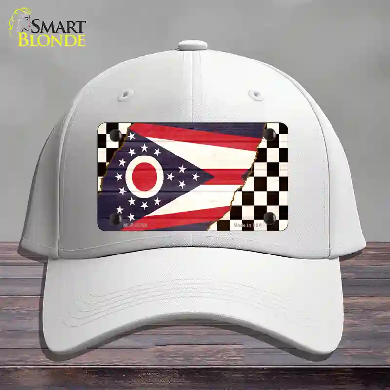 Ohio Racing Flag Novelty License Plate Hat Tag Cotton / White