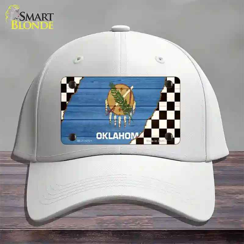 Oklahoma Racing Flag Novelty License Plate Hat Tag Cotton / White