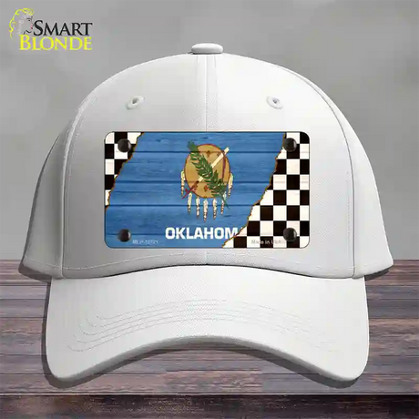 Oklahoma Racing Flag Novelty License Plate Hat Tag Cotton / White