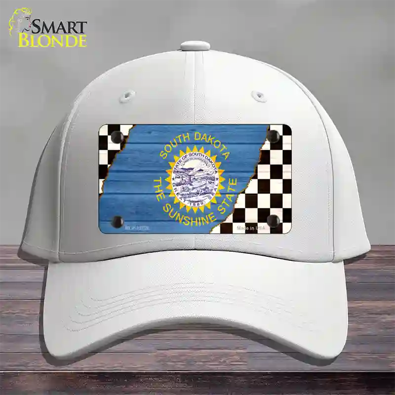 South Dakota Racing Flag Novelty License Plate Hat Tag Cotton / White