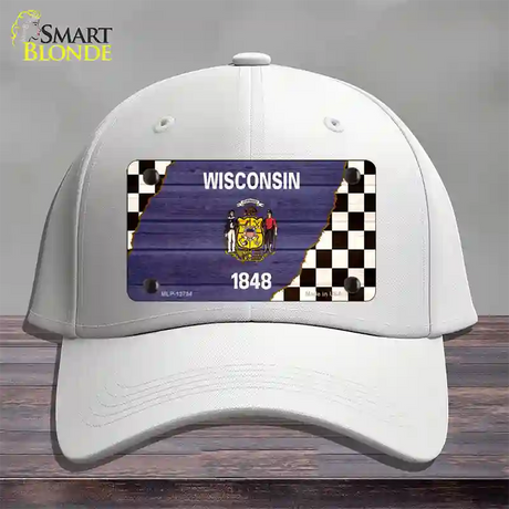 Wisconsin Racing Flag Novelty License Plate Hat Tag Cotton / White