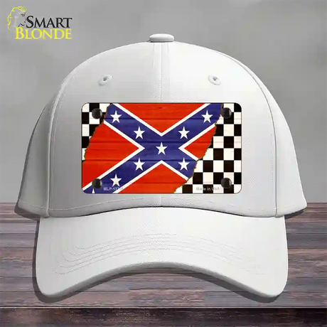 Confederate Racing Flag Novelty License Plate Hat Tag Cotton / White