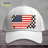 USA Racing Flag Novelty License Plate Hat Tag Cotton / White