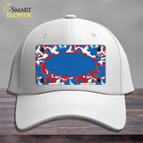 Patriotic Camouflage With Blue Center Oval Novelty License Plate Hat Cotton / White