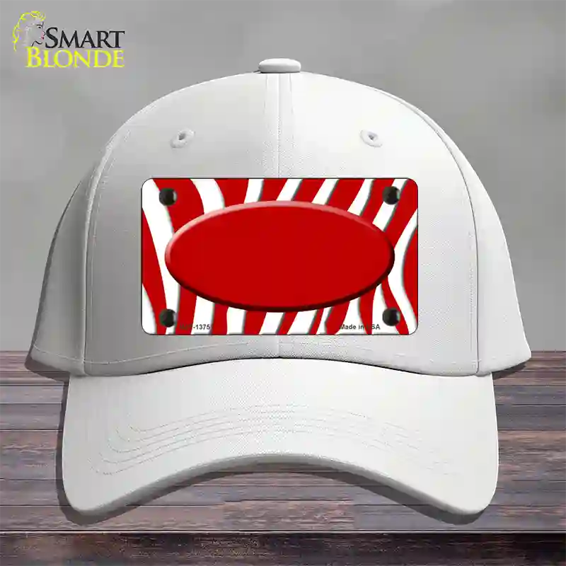 Red White Zebra Center Oval Novelty License Plate Hat Cotton / White