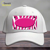 Hot Pink White Zebra Center Oval Novelty License Plate Hat Cotton / White