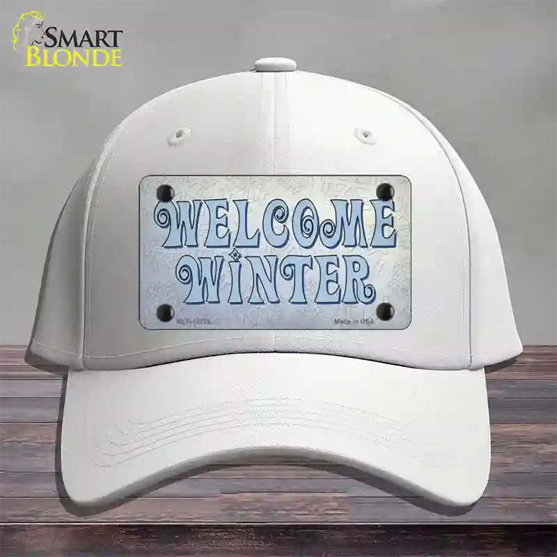 Welcome Winter Novelty License Plate Hat Tag Cotton / White