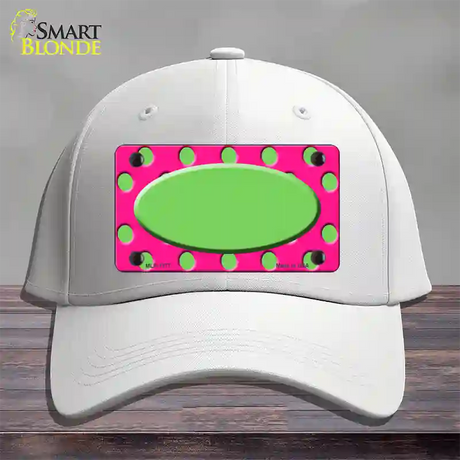 Lime Green Pink Polka Dot Lime Green Center Oval Novelty License Plate Hat Cotton / White