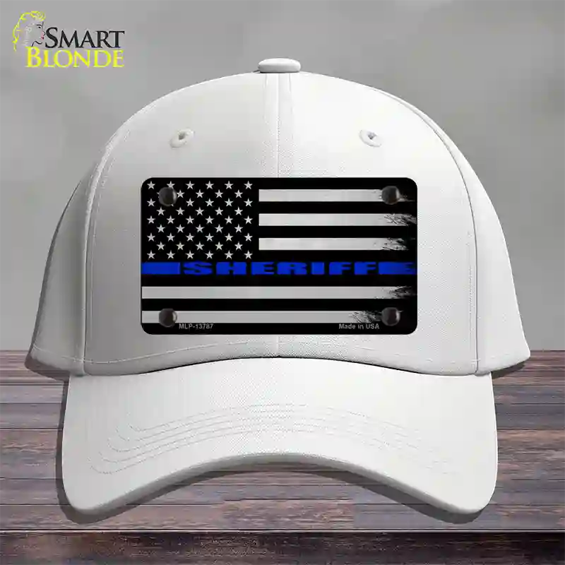 Sheriff Blue Flag Novelty License Plate Hat Tag Cotton / White