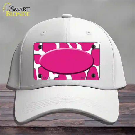 Pink White Giraffe Center Oval Novelty License Plate Hat Cotton / White