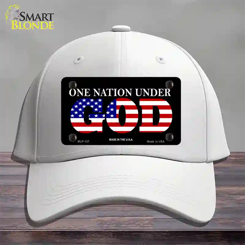 One Nation Under God Novelty License Plate Hat Cotton / White