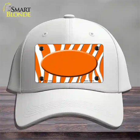 Orange White Zebra Center Oval Novelty License Plate Hat Cotton / White