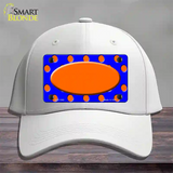 Orange Royal Blue Polka Dot Orange Center Oval Novelty License Plate Hat Cotton / White