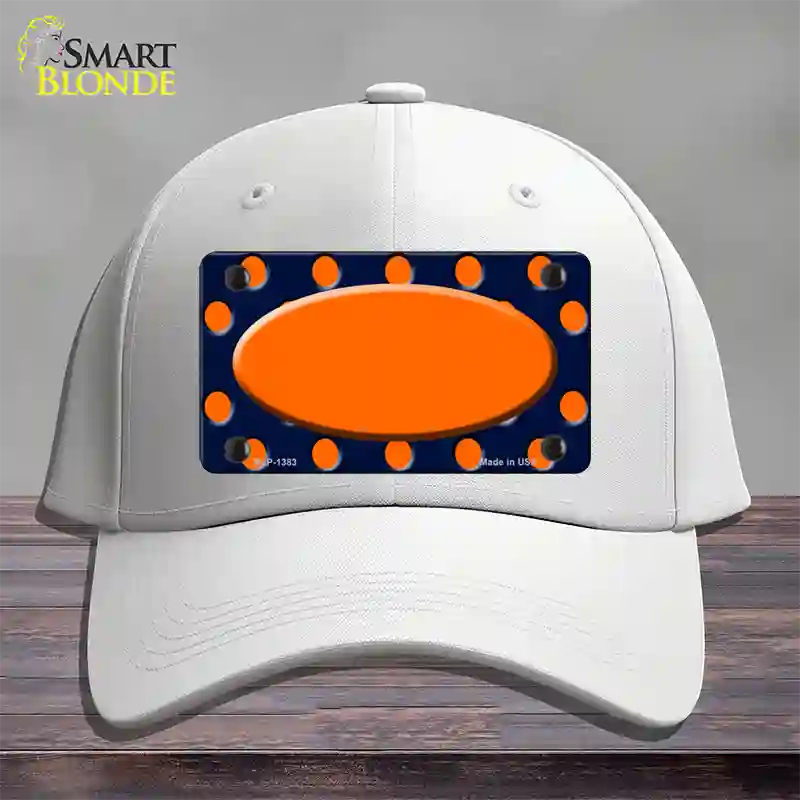 Orange Navy Blue Polka Dot Orange Center Oval Novelty License Plate Hat Cotton / White