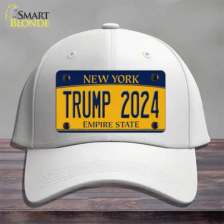 Trump 2024 New York Novelty License Plate Hat Cotton / White