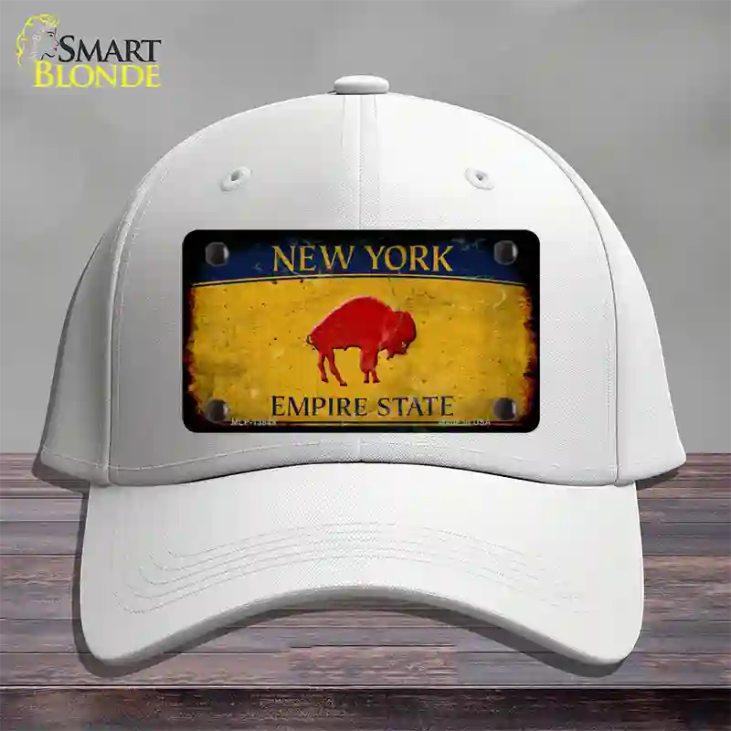 Red Buffalo NY Yellow Rusty Novelty License Plate Hat Tag Cotton / White