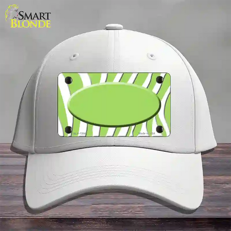 Lime Green White Zebra Center Oval Novelty License Plate Hat Cotton / White