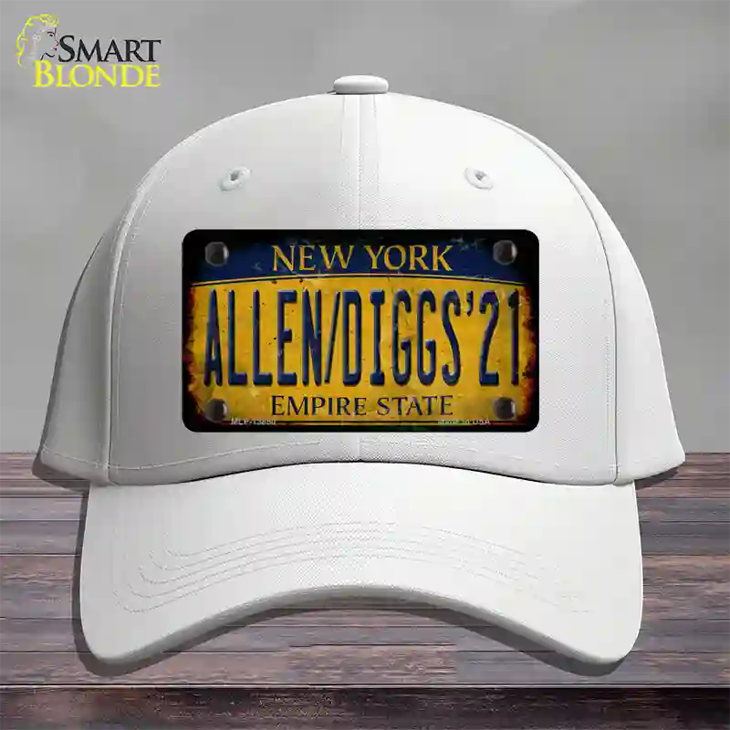 Allen Diggs 21 NY Yellow Rusty Novelty License Plate Hat Tag Cotton / White