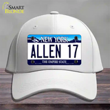 Allen 17 NY Blue Novelty License Plate Hat Tag Cotton / White