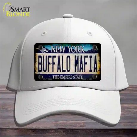 Buffalo Mafia NY Blue Rusty Novelty License Plate Hat Tag Cotton / White