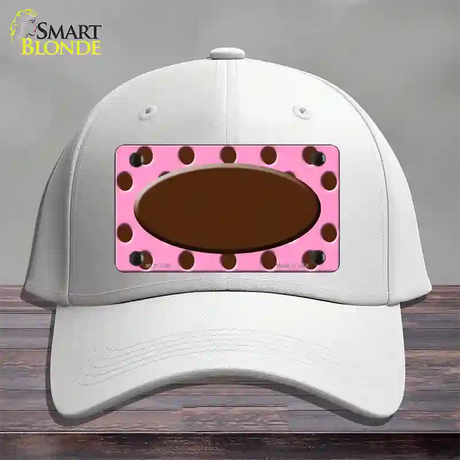 Brown Pink Polka Dot Brown Center Oval Novelty License Plate Hat Cotton / White