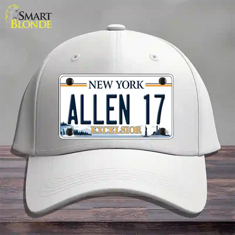 Allen 17 NY Excelsior Novelty License Plate Hat Tag Cotton / White