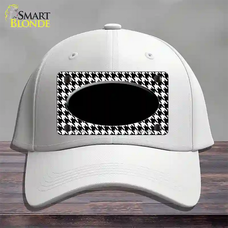 White Black Houndstooth Black Center Oval Novelty License Plate Hat Cotton / White