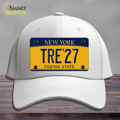 Tre 27 New York Yellow Novelty License Plate Hat Tag Cotton / White