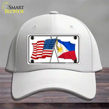 Philippines US Crossed Flag Novelty License Plate Hat Tag Cotton / White