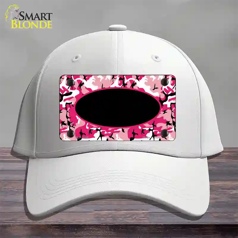 Pink Camo With Black Center Oval Novelty License Plate Hat Cotton / White