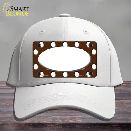 White Brown Polka Dot Center Oval Novelty License Plate Hat Cotton / White