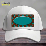 Teal Brown Polka Dot Center Oval Novelty License Plate Hat Cotton / White