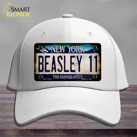 Beasley 11 New York Blue Novelty License Plate Hat Tag Cotton / White