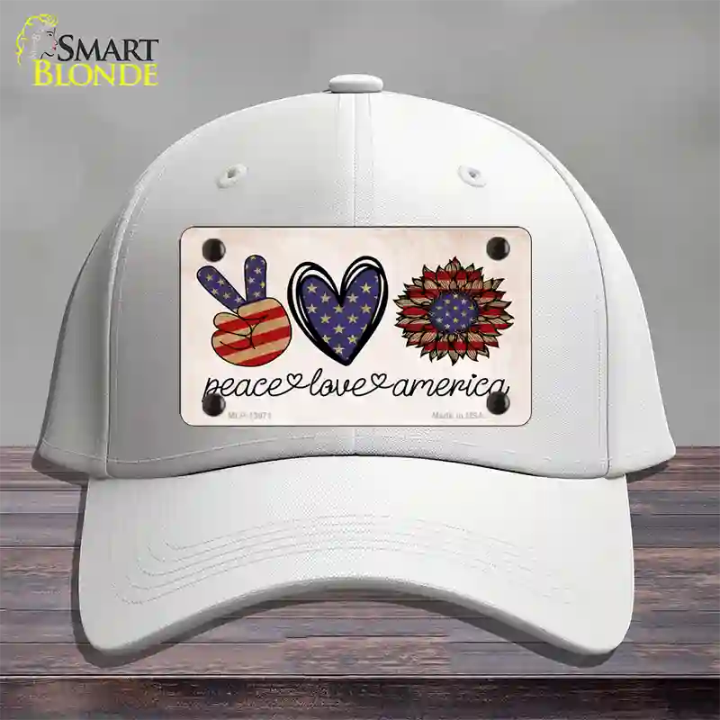 Peace Love America Novelty License Plate Hat Tag Cotton / White