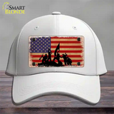 Grunge American Flag with Soldiers Novelty License Plate Hat Tag Cotton / White