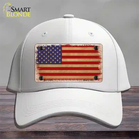 Grunge American Flag Novelty License Plate Hat Tag Cotton / White