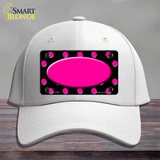 Pink Black Polka Dot Pink Center Oval Black Novelty License Plate Hat Cotton / White