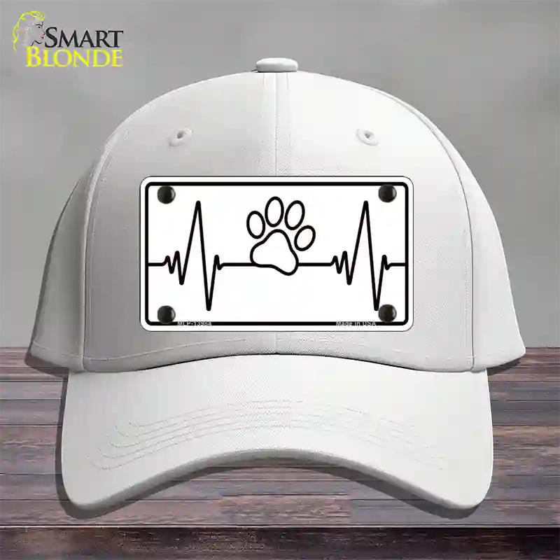 Paw Print Heart Beat Novelty License Plate Hat Tag Cotton / White