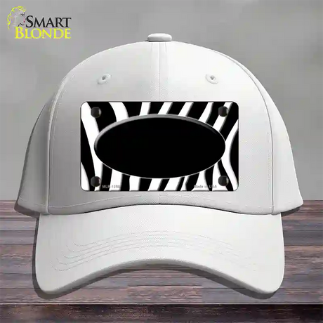 Black White Zebra Center Oval Novelty License Plate Hat Cotton / White