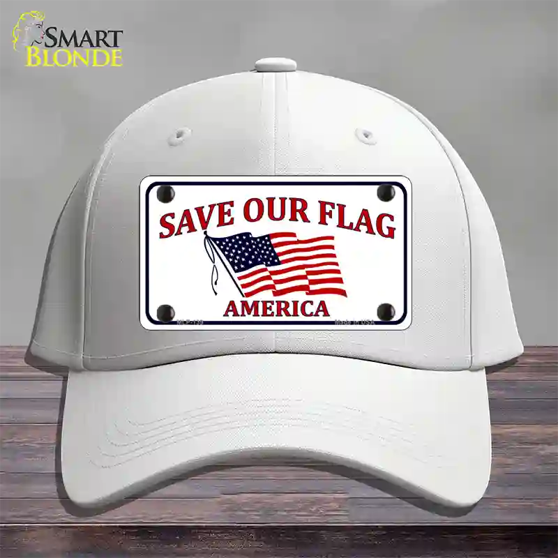 Save Our Flag Novelty License Plate Hat Cotton / White